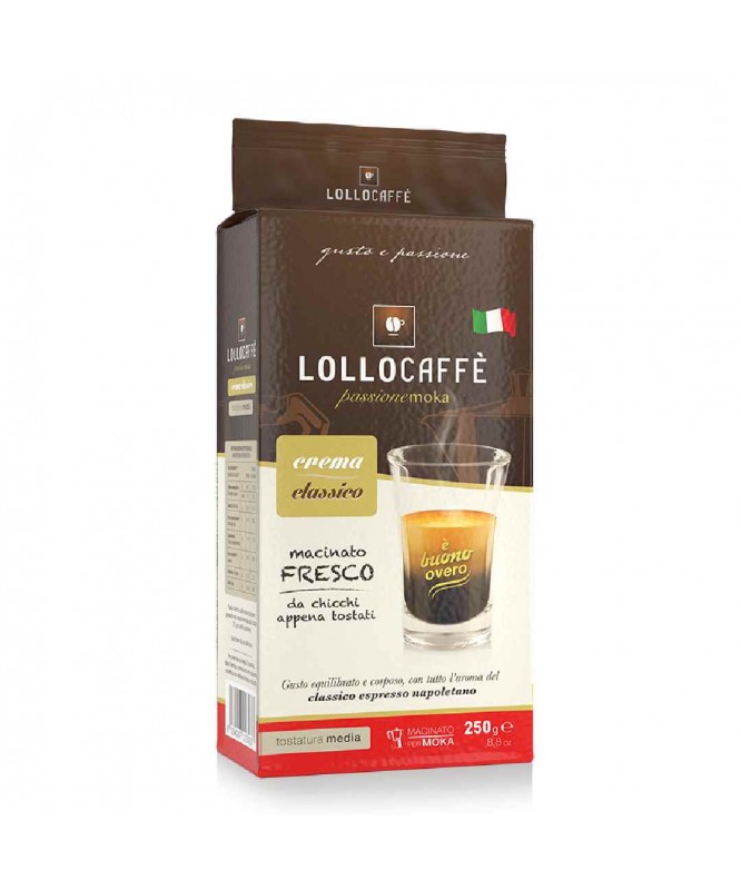 2 Kg Caffè macinato Lollo Caffè miscela Nera crema