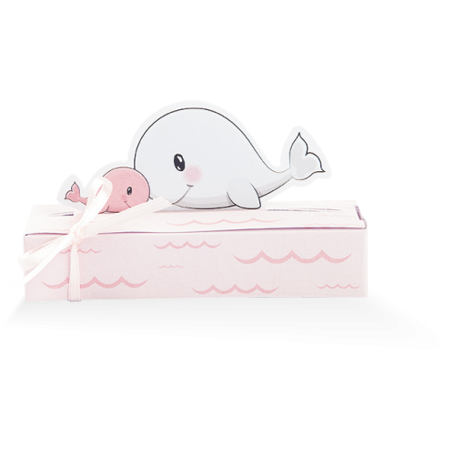 Scatolina Portaconfetti cuccioli balena mamma-bimba rosa