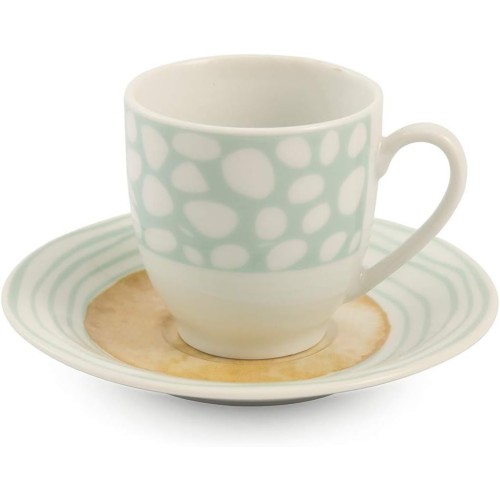 VDE Villa D'Este Home Tivoli Set 6 tazzine caffè con piattino in porcellana Collezione Marea