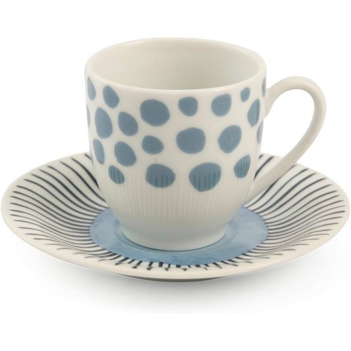 VDE Villa D'Este Home Tivoli Set 6 tazzine caffè con piattino in porcellana Collezione Marea