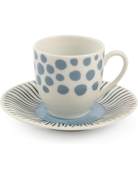 VDE Villa D'Este Home Tivoli Set 6 tazzine caffè con piattino in porcellana Collezione Marea
