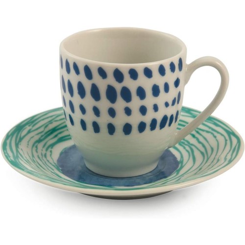 VDE Villa D'Este Home Tivoli Set 6 tazzine caffè con piattino in porcellana Collezione Marea