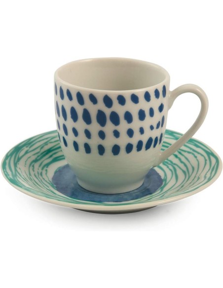 VDE Villa D'Este Home Tivoli Set 6 tazzine caffè con piattino in porcellana Collezione Marea
